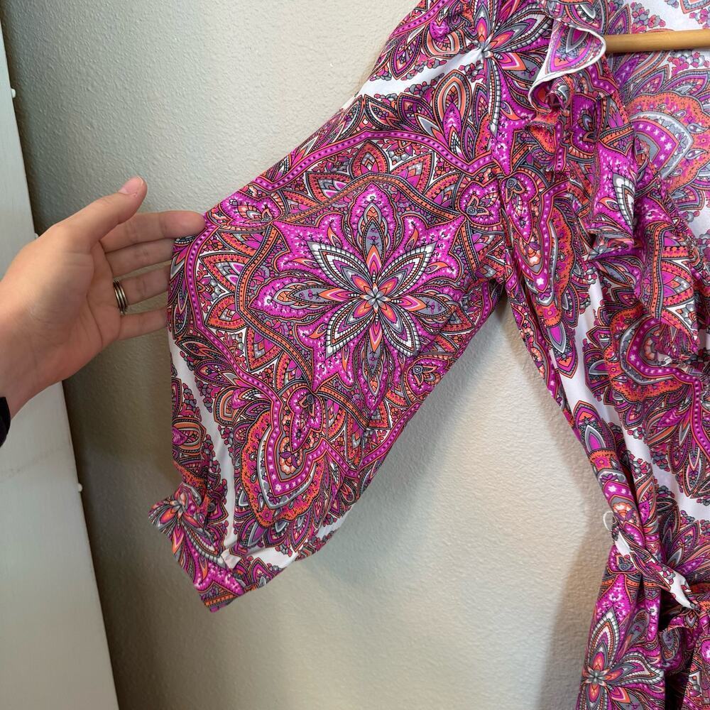 Alice & Trixie 100% Silk Designer Dress Pink Boho Paisley Women's sz XS Ruffles - Picture 7 of 13